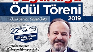 8. Basın Özgürlüğü Ödülü Ünsal Ünlü'ye verilecek  