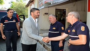 BAŞKAN FATİH GÜRBÜZ, FOÇA İTFAİYE GRUBUNU ZİYARET ETTİ  