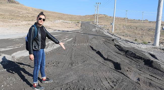 Foça'da yol yapımında cüruf kullanılmasına çevrecilerden tepki 