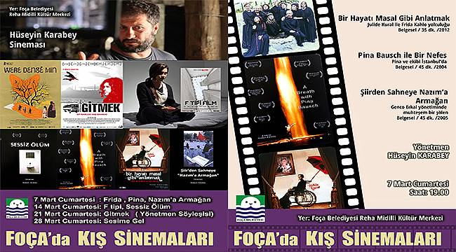 Foça'da kış sinemalarında Hüseyin Karabey filmleri 