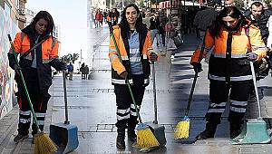 Kadın süpürgeciler İzmir'e toz kondurmuyor