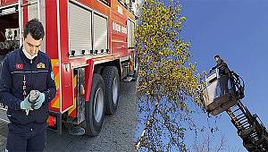 İtfaiyeden Kuş Kurtarma Operasyonu