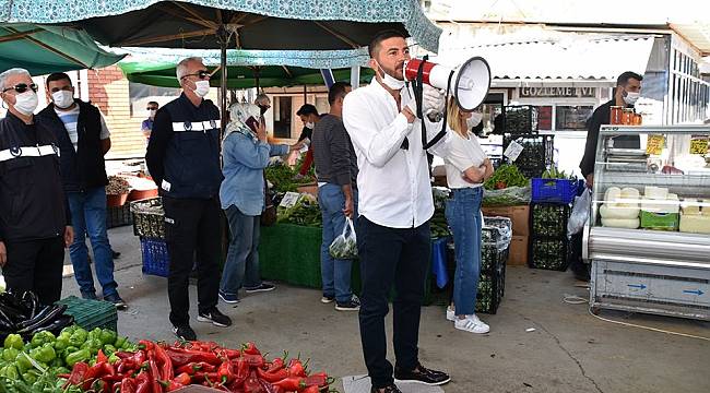 Foça Pazarlarında Kovid-19 Tedbirleri