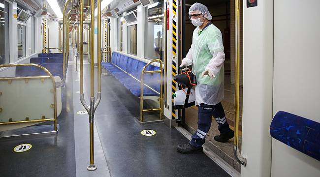 Metro ve tramvay vagonlarına günde 491 kez dezenfeksiyon 