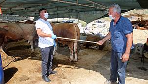 Karabağlar'da sosyal mesafeli satış 