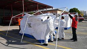 Görevini tamamlayan çadırlar temizlenerek depolara kaldırılıyor  