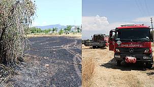 Foça Bağarası'nda 14 Dönüm Buğday Tarlası Yandı