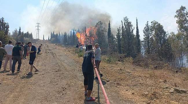 Bornova'daki yangına müdahale ediliyor 