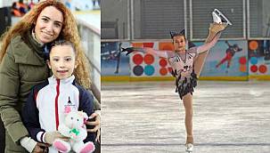 Minik buz pateni sporcusu Doğa annesinin yolunda 