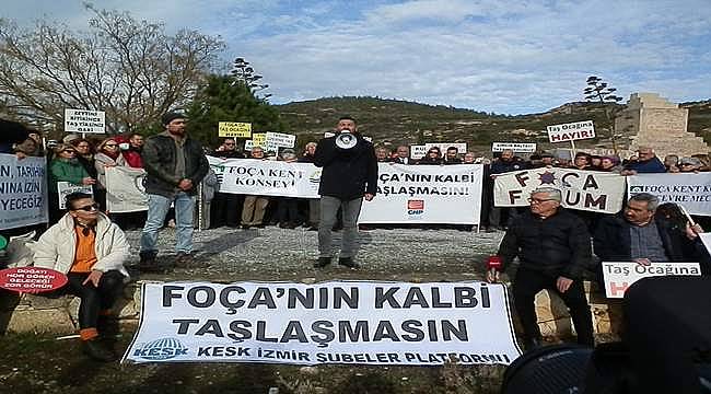 Foçalılardan taş ocağına karşı eylem 