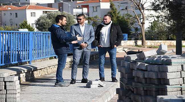 Foça'da yeni park alanı çalışmaları devam ediyor