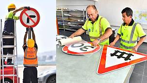 İzmir Büyükşehir Belediyesi yılda 15 bin trafik levhası monte ediyor