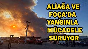 Foça'da yangınla mücadele sürüyor