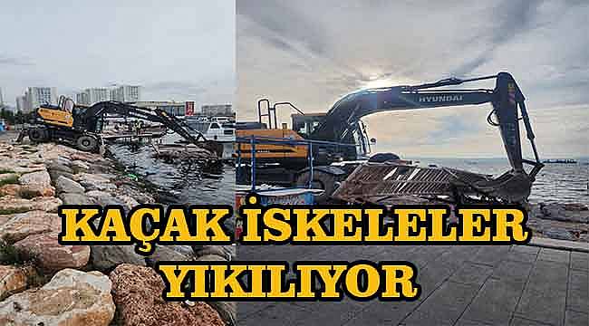 Karşıyaka'daki kaçak iskeleler yıkılıyor!
