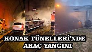 Konak Tünelleri'ndeki araç yangınına itfaiyeden hızlı müdahale